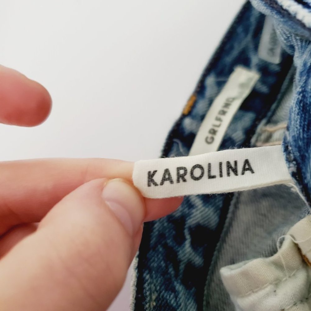 Grlfrnd Jeans Karolina Mom High Rise Distressed Rigid Denim Blue 26 - Picture 10 of 14